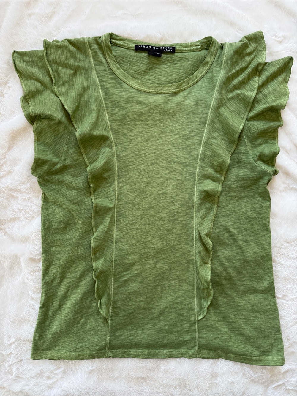 Veronica Beard Ruffled Pima Cotton Tee. - Picture 2 of 6
